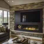 fireplace hearth size measurement diagram showing 16 inch front extension and 8 inch side clearance requirements