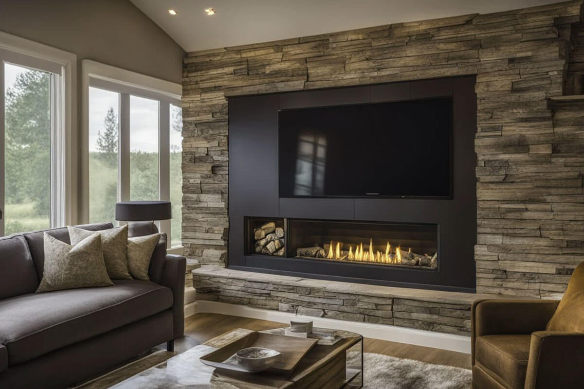 fireplace hearth size measurement diagram showing 16 inch front extension and 8 inch side clearance requirements