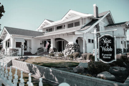 Karvonen Funeral Home exterior building in Wadena Minnesota with parking and entrance