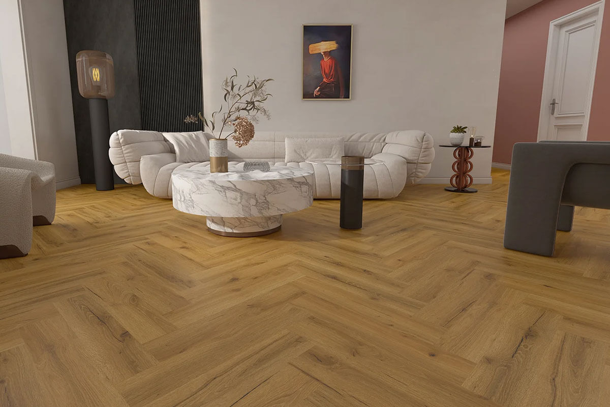 luxury vinyl tile lvt flooring installation in modern kitchen with stone look design