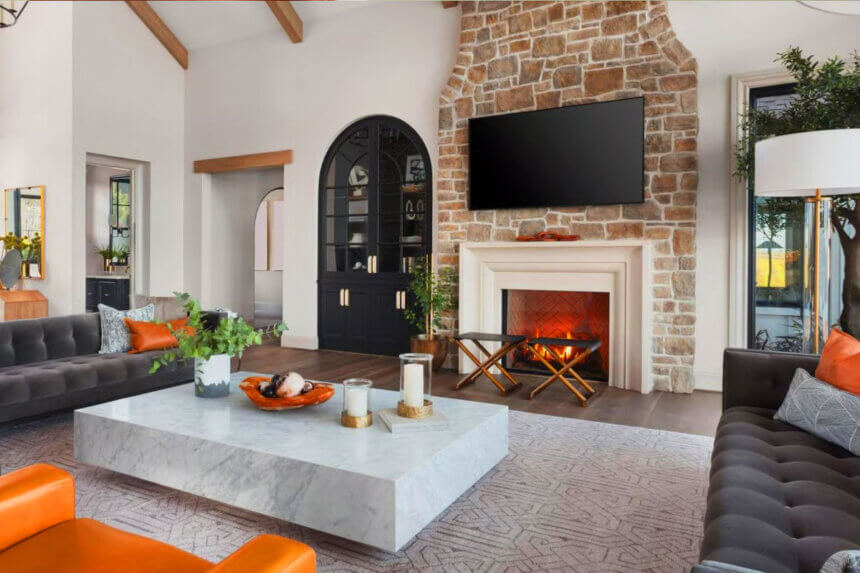 Acamento finishing techniques showing before and after home improvement project with professional surface finishes