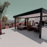 Markiseteppe retractable awning providing outdoor shade on modern patio deck with UV protection and energy saving benefits