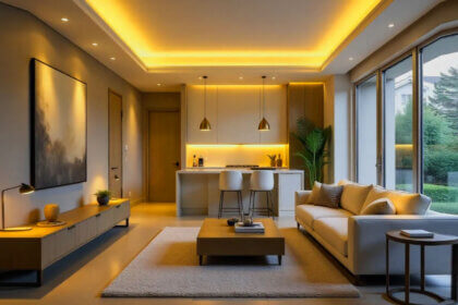 Ronin Stegner Lighting Design layered lighting example showing ambient task accent lights in modern living room
