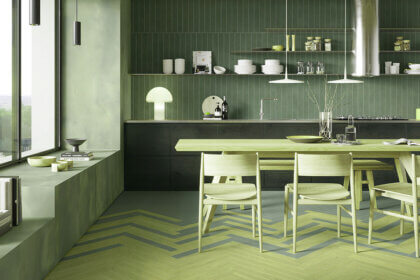 Best kitchen tiles colour 2025 showing terracotta and earth tone tiles in modern kitchen with warm beige grout design