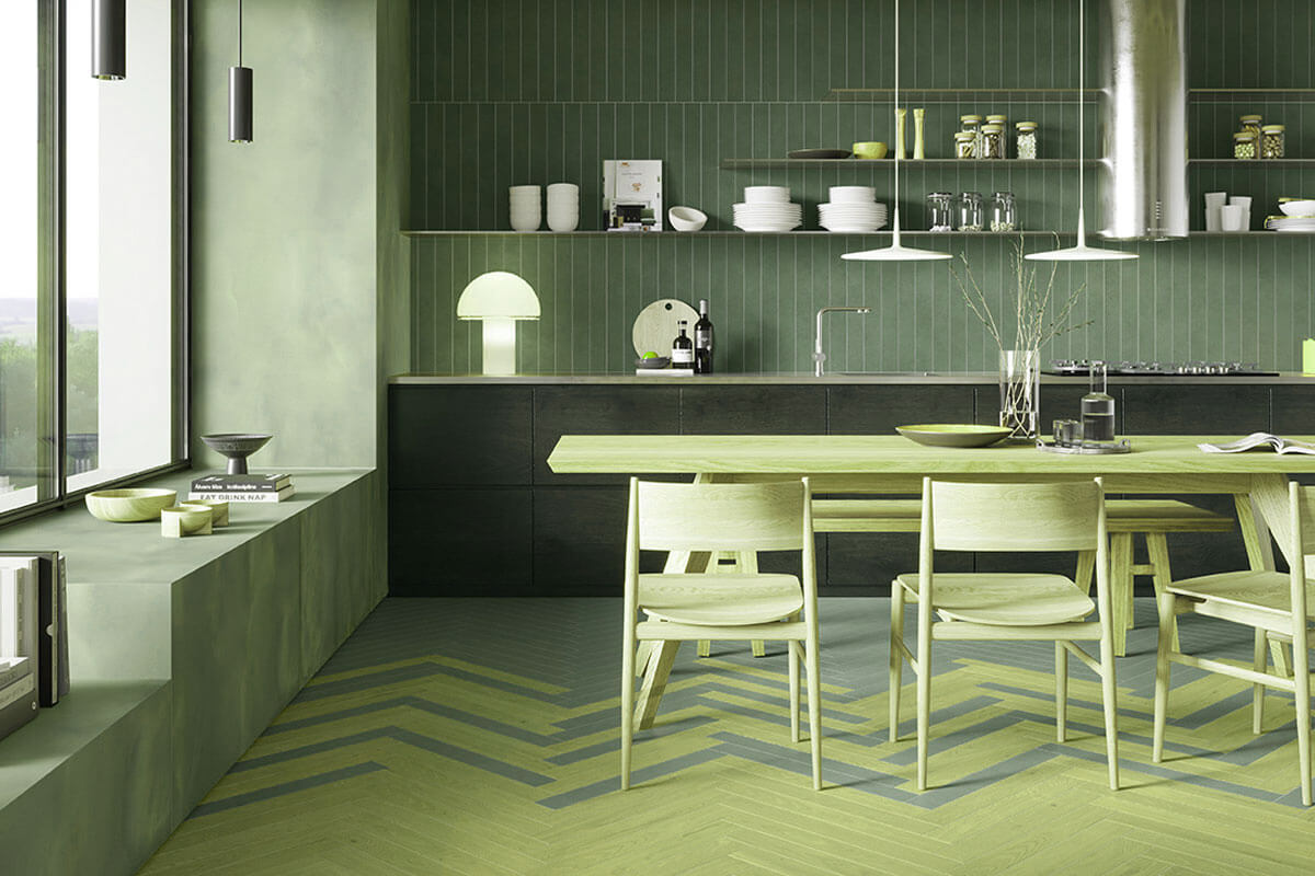 Best kitchen tiles colour 2025 showing terracotta and earth tone tiles in modern kitchen with warm beige grout design