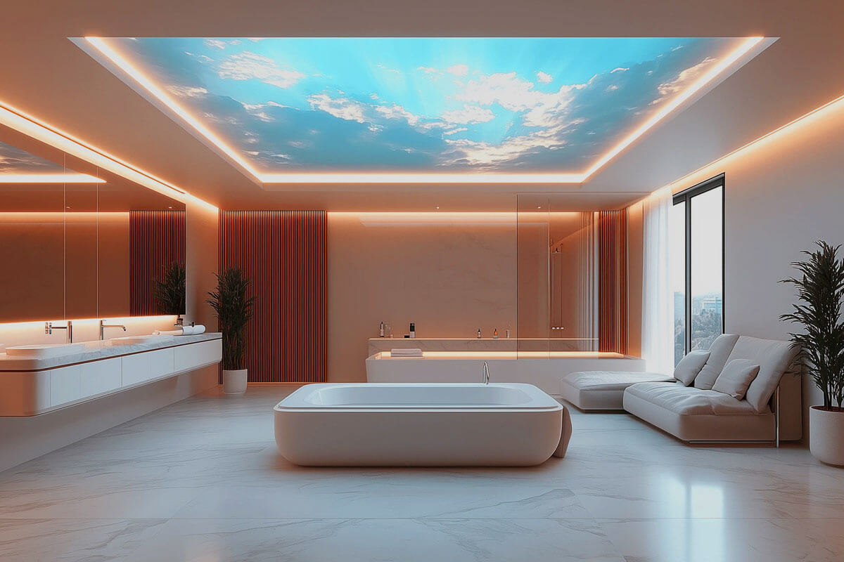 Creative false ceiling designs with geometric patterns and LED lighting in modern living room
