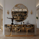 Modern living room showcasing 2025 home decor trends with earthy neutral colors, curved furniture, and textured materials