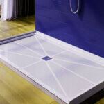 Step-by-step guide showing how to install a Schluter shower pan with foam tray and waterproof membrane