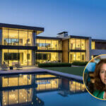 Kathy Warden House modern luxury estate with pool and floor-to-ceiling windows at dusk