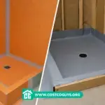 Shower pan waterproofing Kerdi vs PVC liner side by side installation comparison