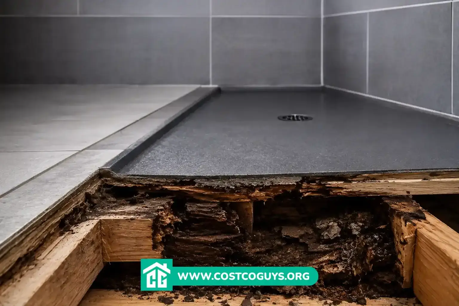 A contractor rolling liquid waterproofing membrane onto a shower pan before tile installation