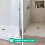 48 inch shower pan with center drain set into a framed shower alcove before walls go up