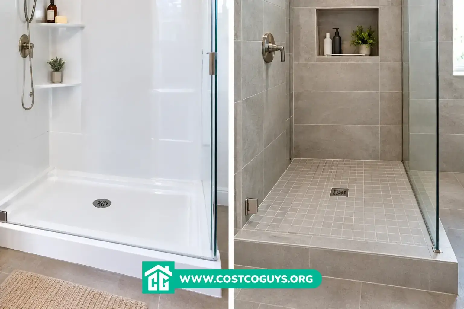 48 inch shower pan with center drain set into a framed shower alcove before walls go up