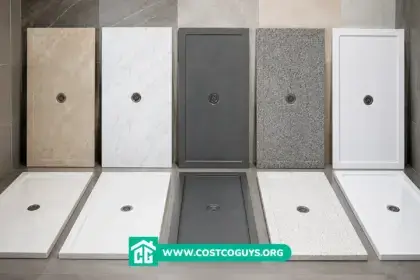 Shower pan 60 x 32 with center drain set into a framed bathroom alcove before tiling