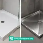 30x30 shower base shown in white acrylic and stainless steel with center drains